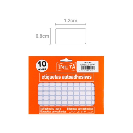 Etiquetas Autocolantes Ineta Blister 10 Folhas 8X12mm - Image product