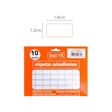 Etiquetas Autocolantes Ineta Blister 10 Folhas 12X18mm - Image product
