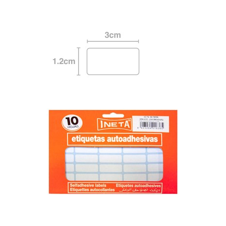 Etiquetas Autocolantes Ineta Blister 10 Folhas 12X30mm - Image product