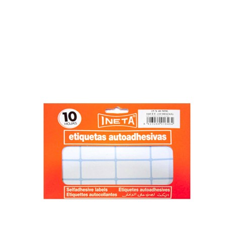 Etiquetas Autocolantes Ineta Blister 10 Folhas 25X40mm - Image product