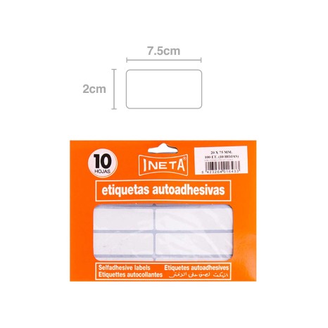 Etiquetas Autocolantes Ineta Blister 10 Folhas 20X75mm - Image product