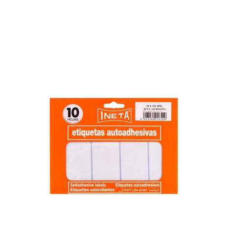 Etiquetas Autocolantes Ineta Blister 10 Folhas 38X102mm - Image product