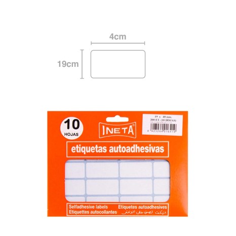 Etiquetas Autocolantes Ineta Blister 10 Folhas 19X40mm - Image product