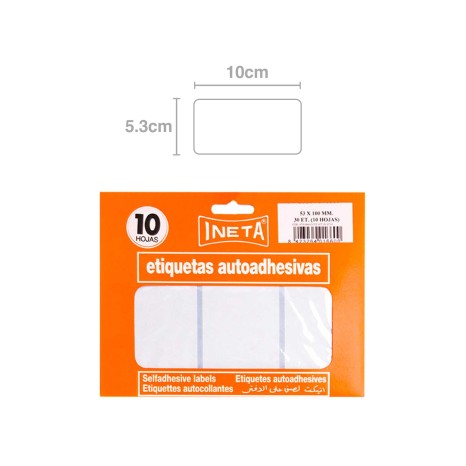 Etiquetas Autocolantes Ineta Blister 10 Folhas 53X100mm - Image product