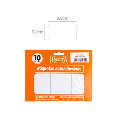 Etiquetas Autocolantes Ineta Blister 10 Folhas 53X82mm - Image product