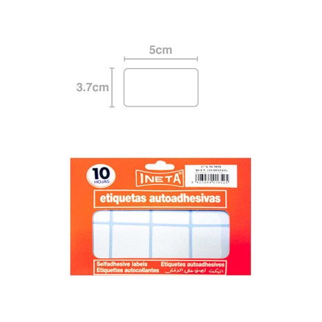 Etiquetas Autocolantes Ineta Blister 10 Folhas 37X50mm - Image product