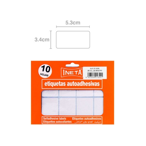 Etiquetas Autocolantes Ineta Blister 10 Folhas 34X53mm - Image product