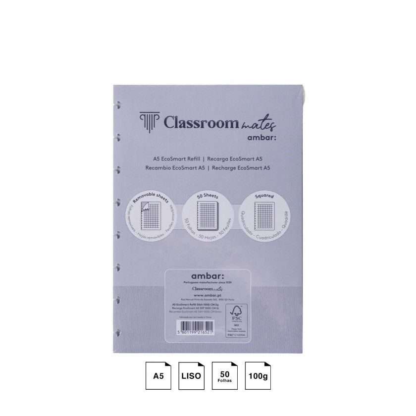 Recarga Caderno Inteligente Ecosmart 100gr A5 50 Folhas Liso