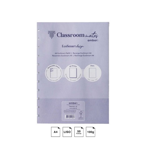 Recarga Caderno Inteligente Ecosmart 100gr A4 50 Folhas Liso - Image product