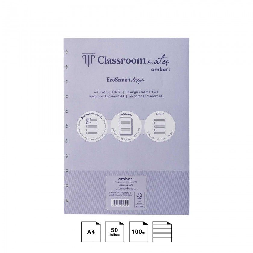 Recarga Caderno Inteligente Ecosmart Pautado A4 50F 100gr