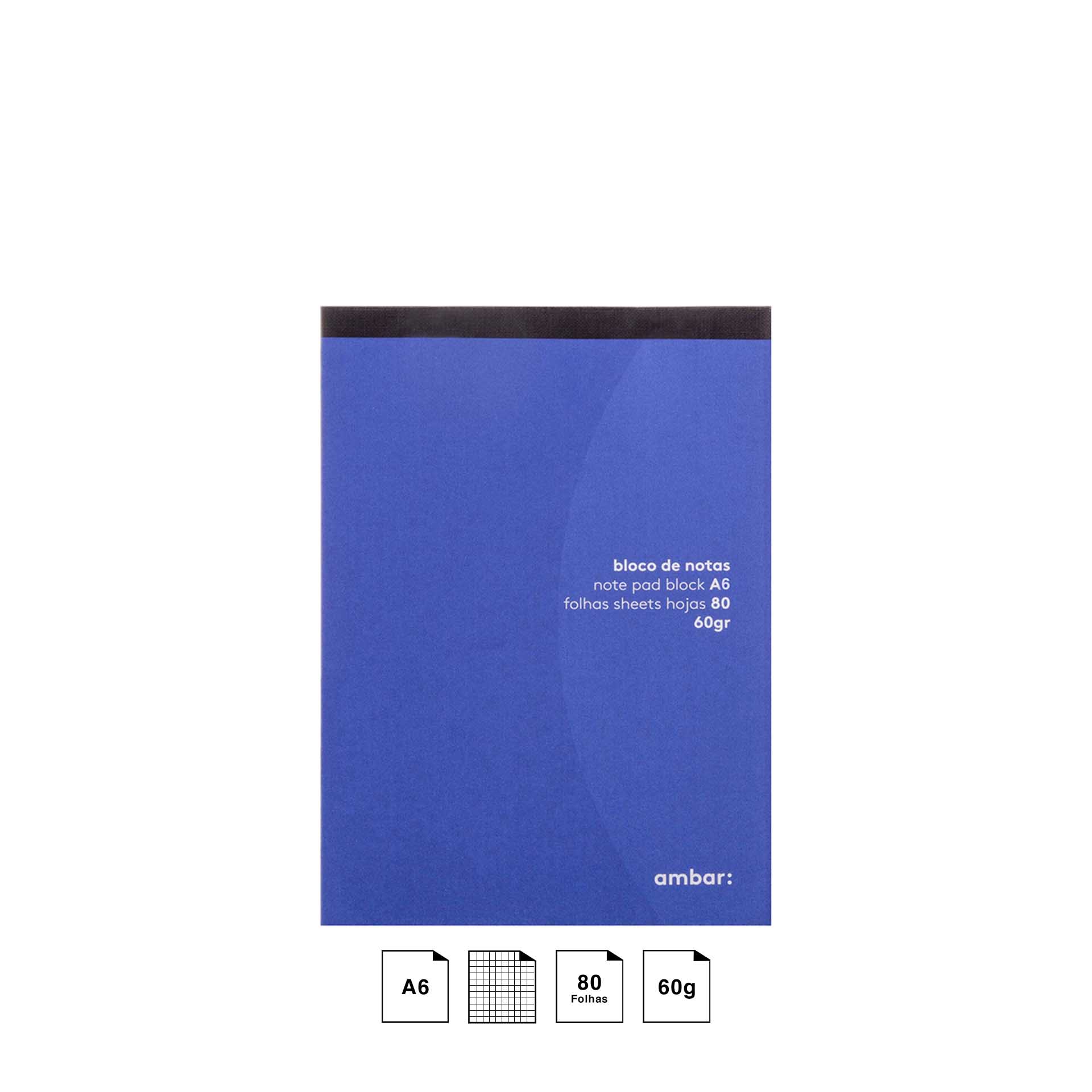 Bloco Notas Ambar A6 80 Folhas Quadriculado