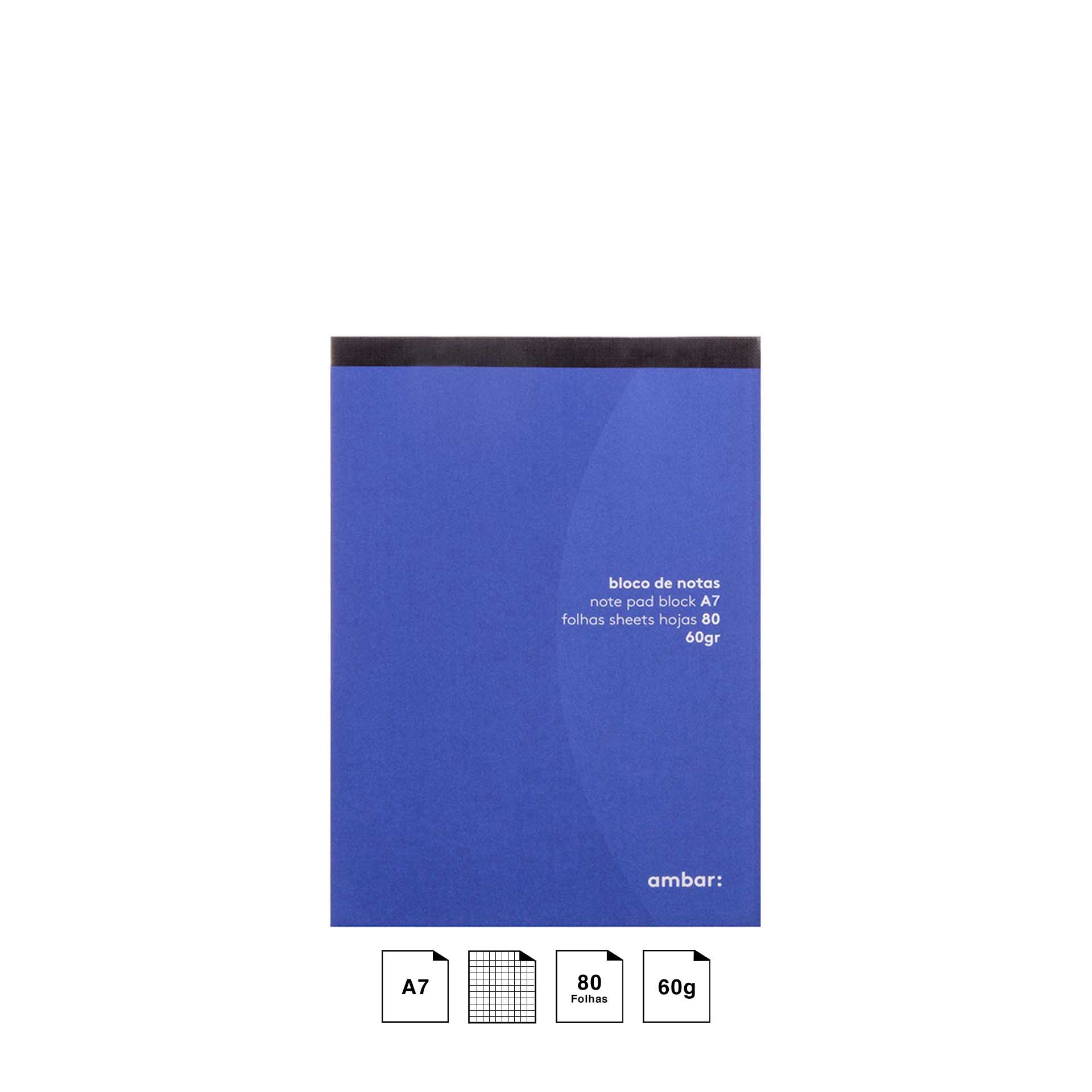 Bloco Notas Ambar A7 80 Folhas Quadriculado