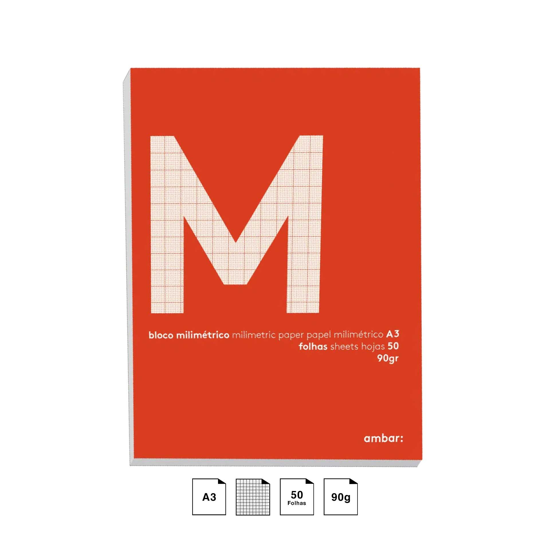 Bloco Papel Milimétrico Ambar 90gr A3 50 Folhas
