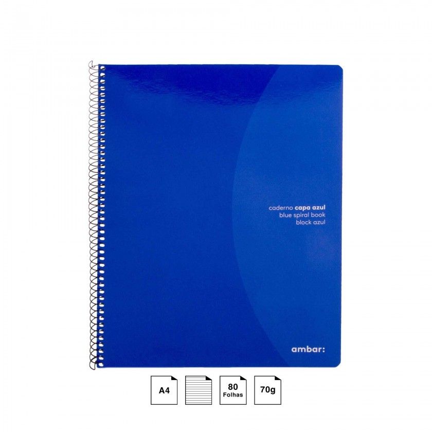 Caderno Espiral School Capa Azul 70gr A4 80 Folhas Pautado