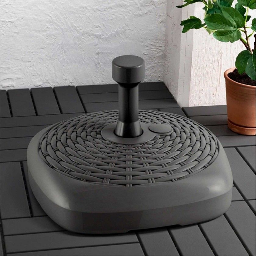 Base Guarda Sol Plstico Rattan Cinzento 12l