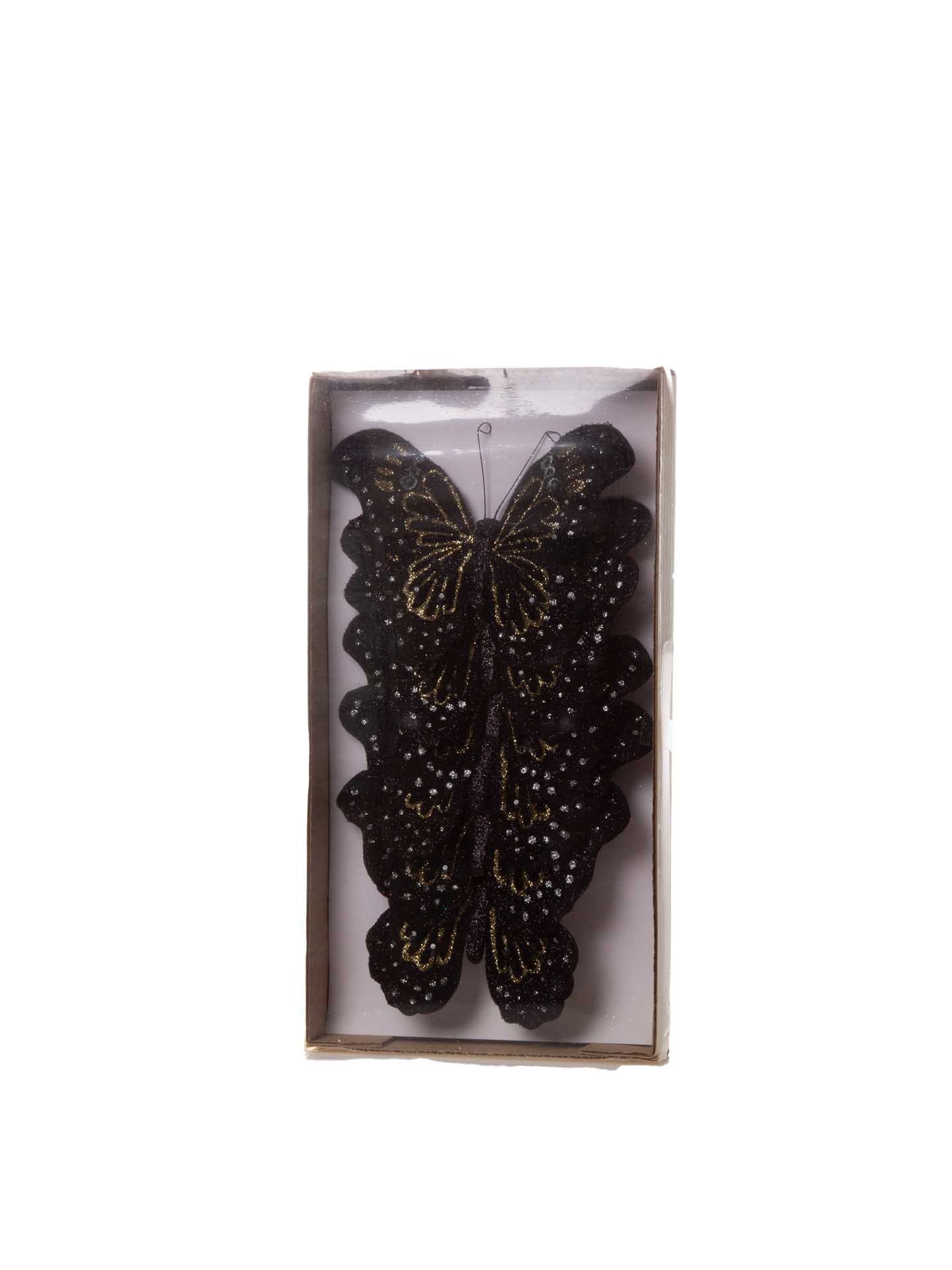 Borboleta com Clip Preto 16cm Pack 6