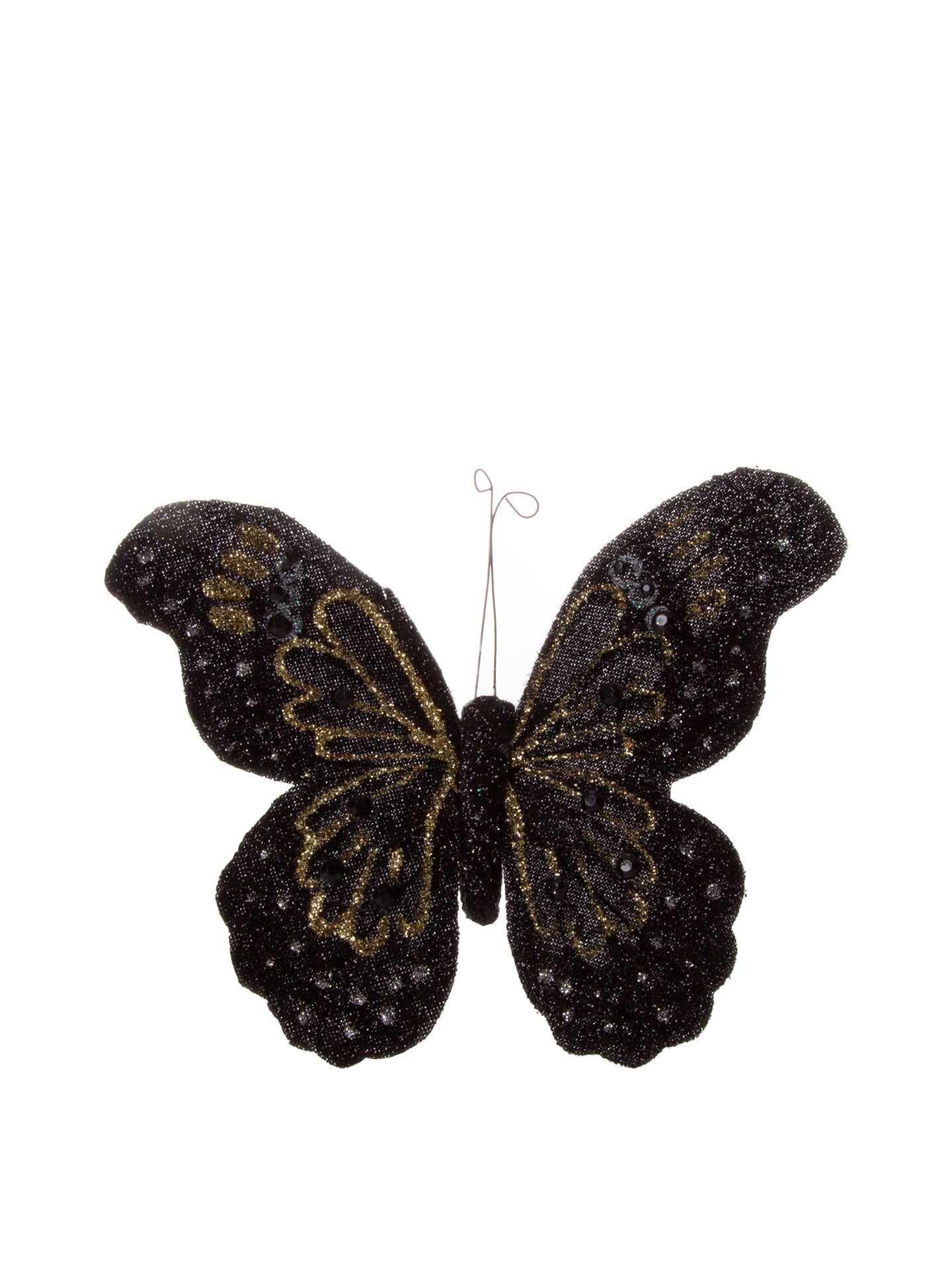 Borboleta com Clip Preto 16cm Pack 6