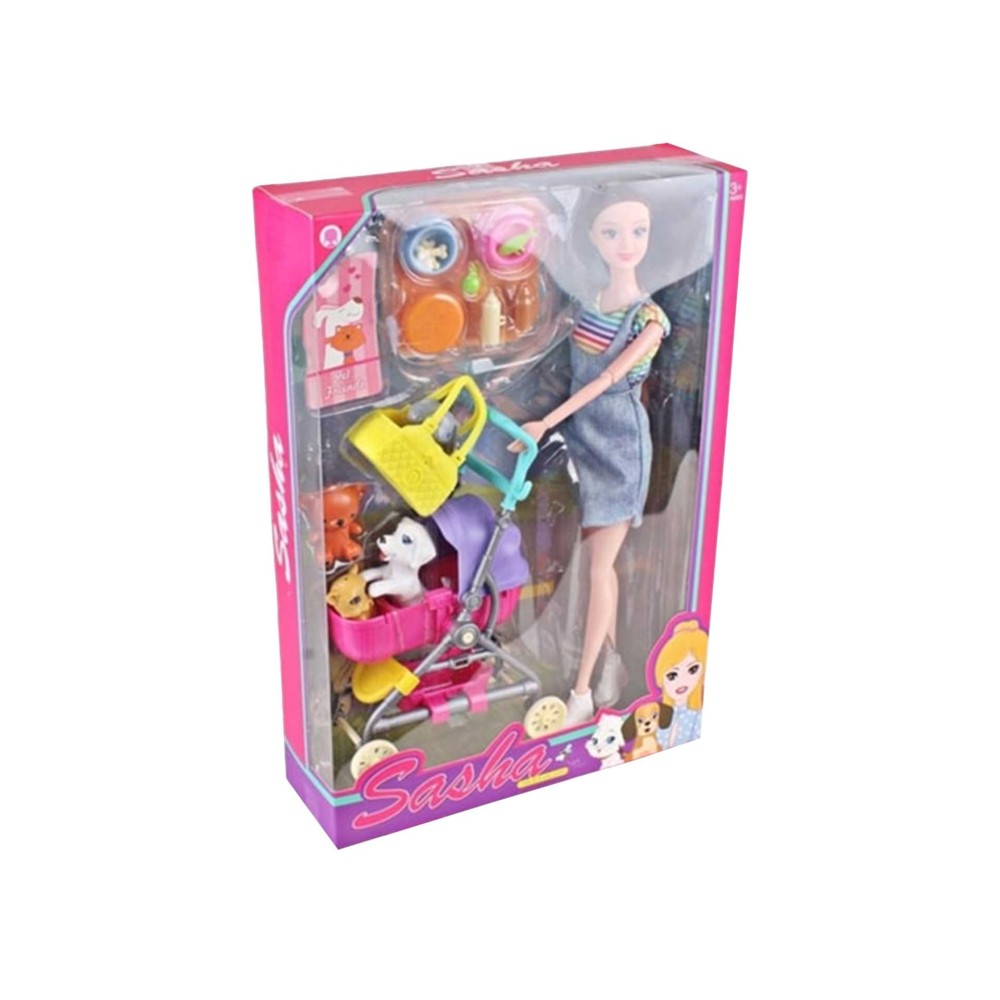 Boneca Sasha Pet Friends 23X33cm
