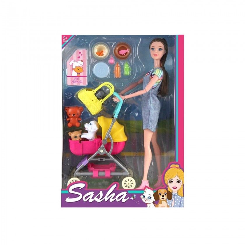 Boneca Sasha Pet Friends 23X33cm Boneca Sasha Pet Friends 23X33cm