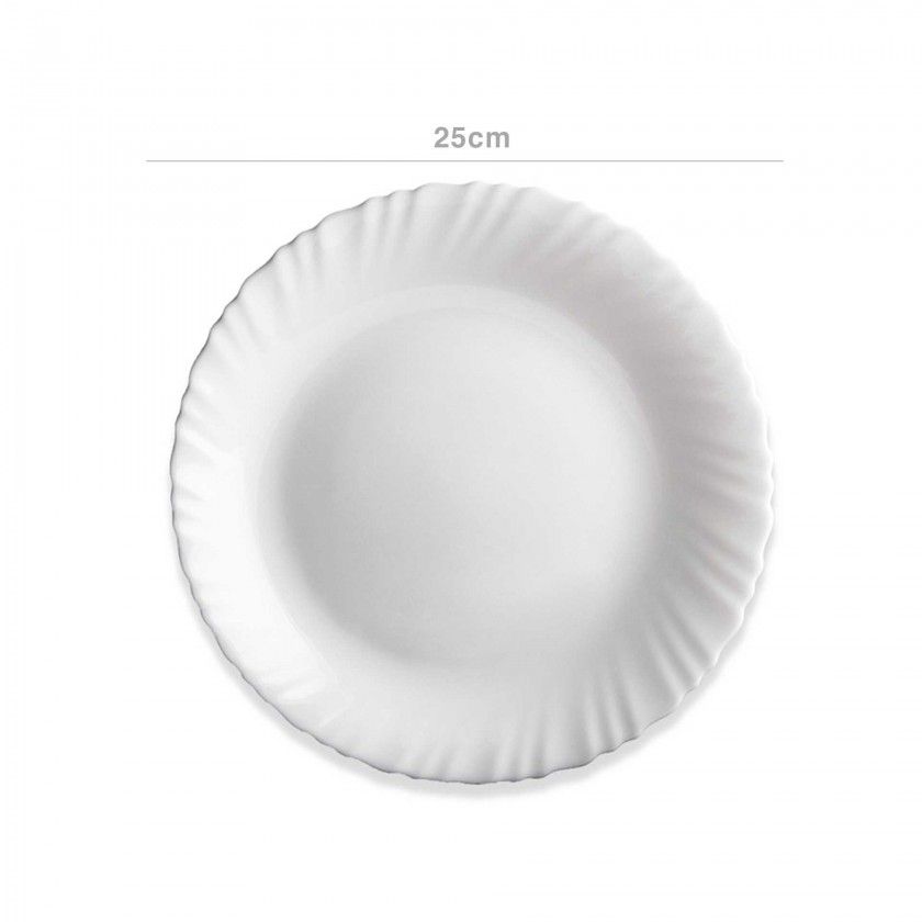 Prato Vidro Opaco Feston Raso Branco 25cm Prato Vidro Opaco Feston Raso Branco 25cm
