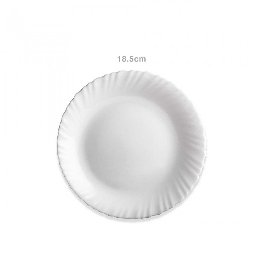 Prato Vidro Opaco Feston Sobremesa Branco 18.5cm Prato Vidro Opaco Feston Sobremesa Branco 18.5cm