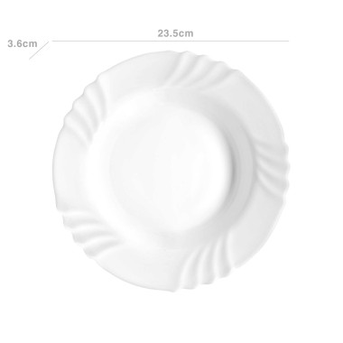 Prato Vidro Opaco Ebro Fundo Branco 23.5X3.6cm
