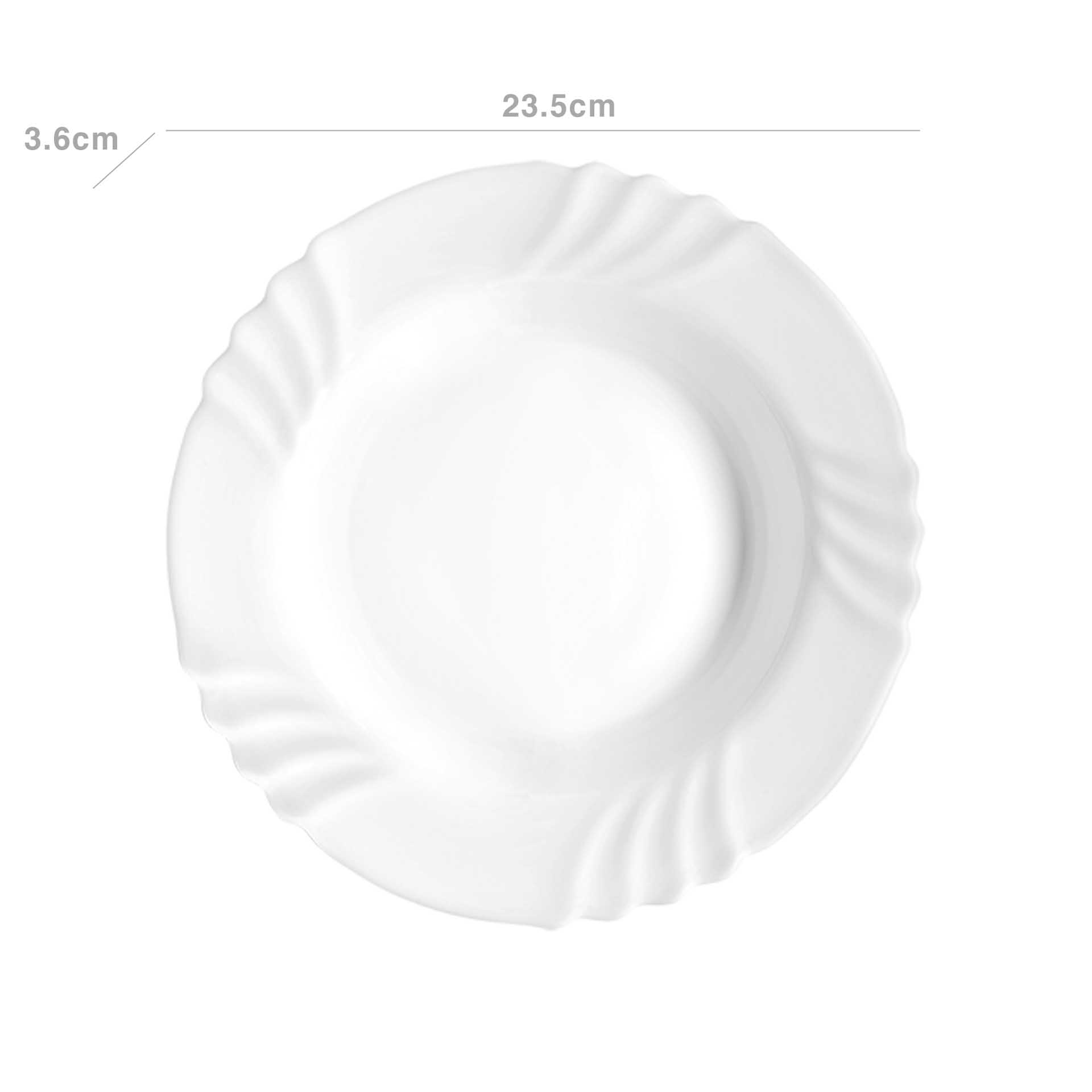 Prato Vidro Opaco Ebro Fundo Branco 23.5X3.6cm