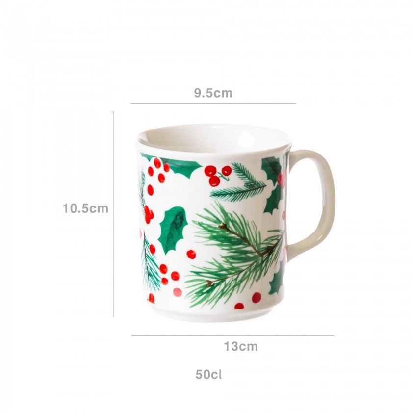 Caneca Porcelana Azevinhos 500ml 9.5X13X10.5cm Caneca Porcelana Azevinhos 500ml 9.5X13X10.5cm