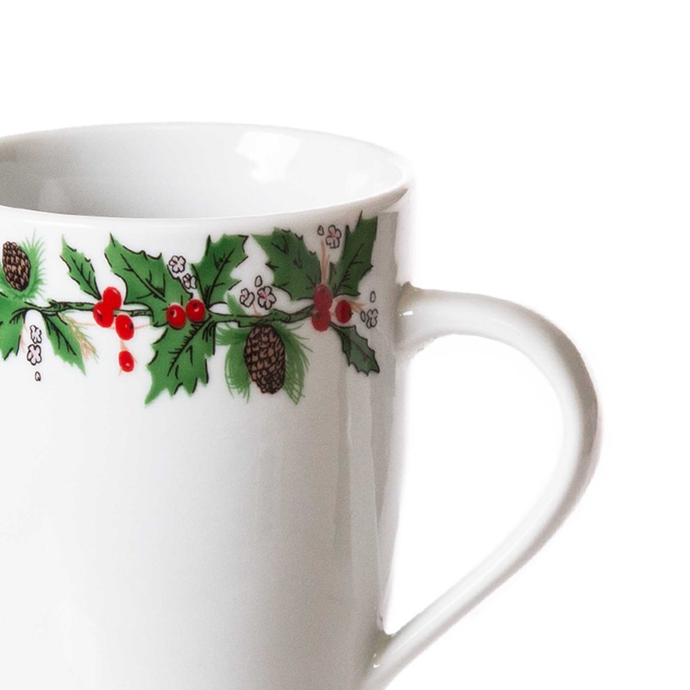 Caneca Porcelana Azevinhos 300ml 8X11X10.5cm