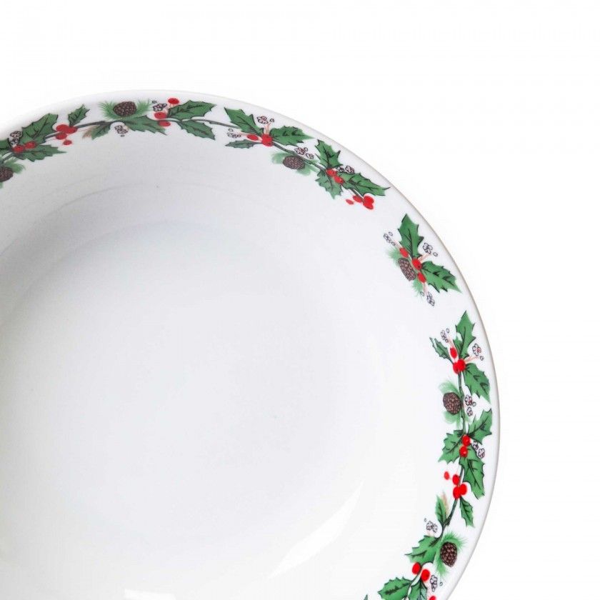 Saladeira Porcelana Azevinho Redondo 26X7cm Saladeira Porcelana Azevinho Redondo 26X7cm