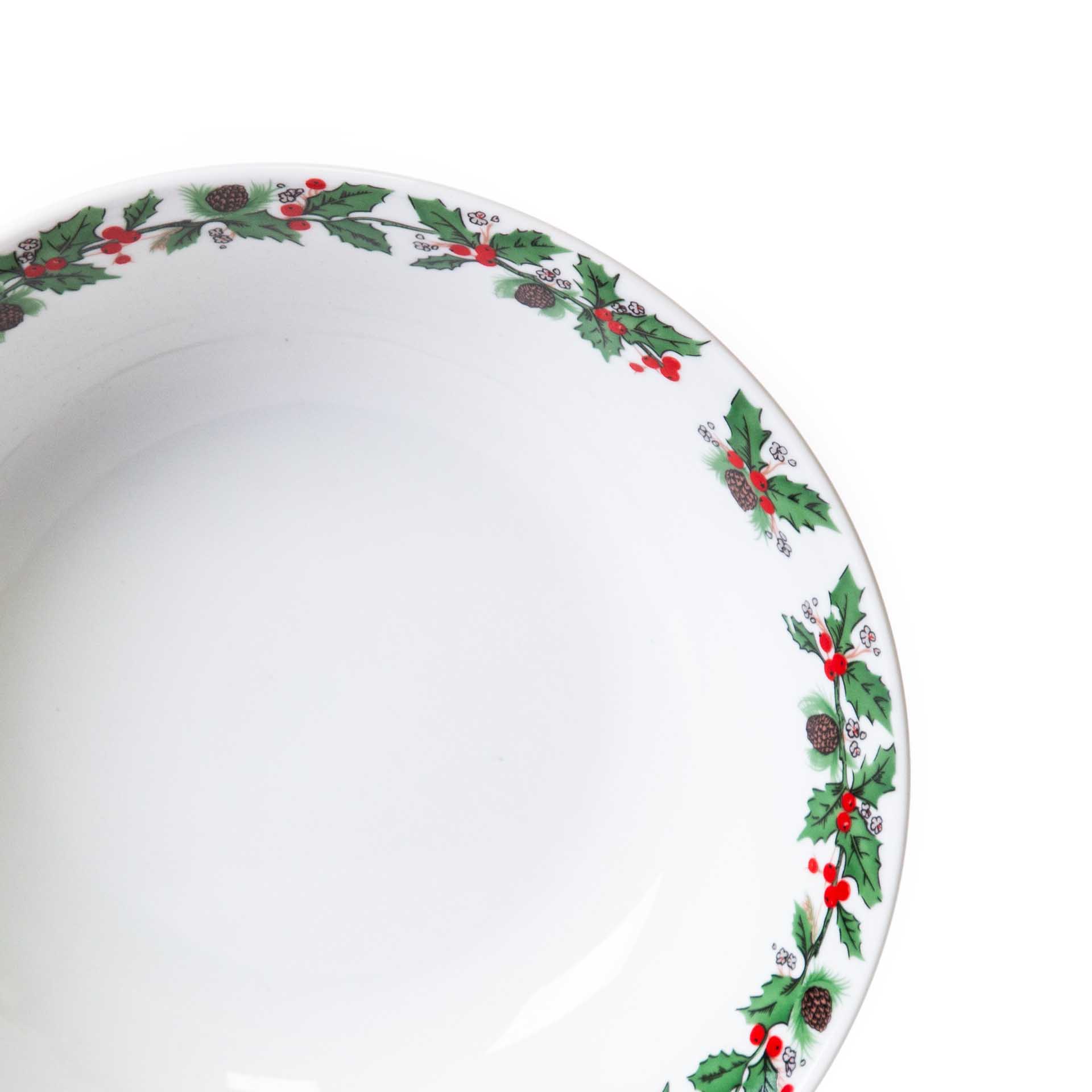 Saladeira Porcelana Azevinho Redondo 26X7cm