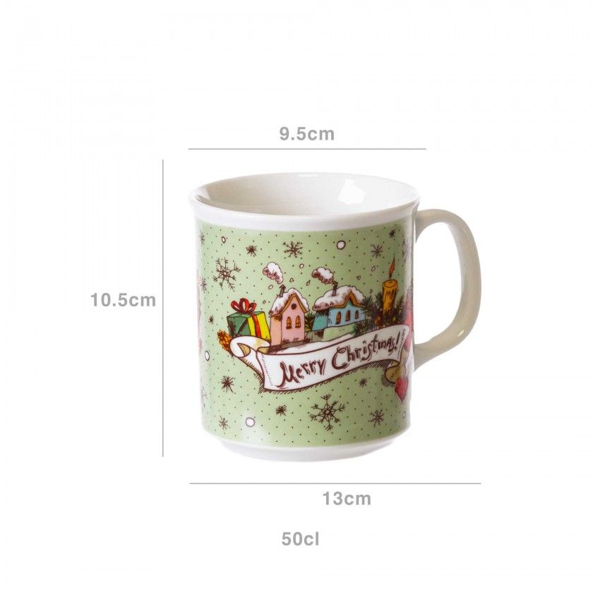 Caneca Porcelana Mery Christmas 500ml 9.5X13X10.5cm Caneca Porcelana Mery Christmas 500ml 9.5X13X10.5cm