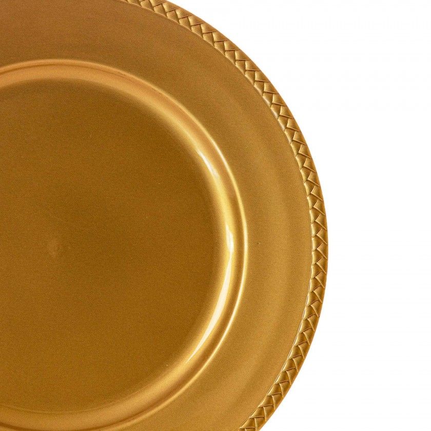 Prato Marcador Plástico Dourado 33cm Prato Marcador Plástico Dourado 33cm