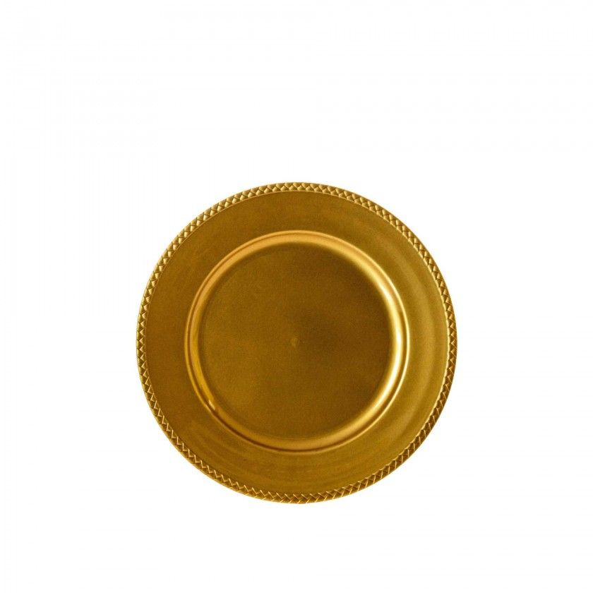 Prato Marcador Plástico Dourado 33cm Prato Marcador Plástico Dourado 33cm