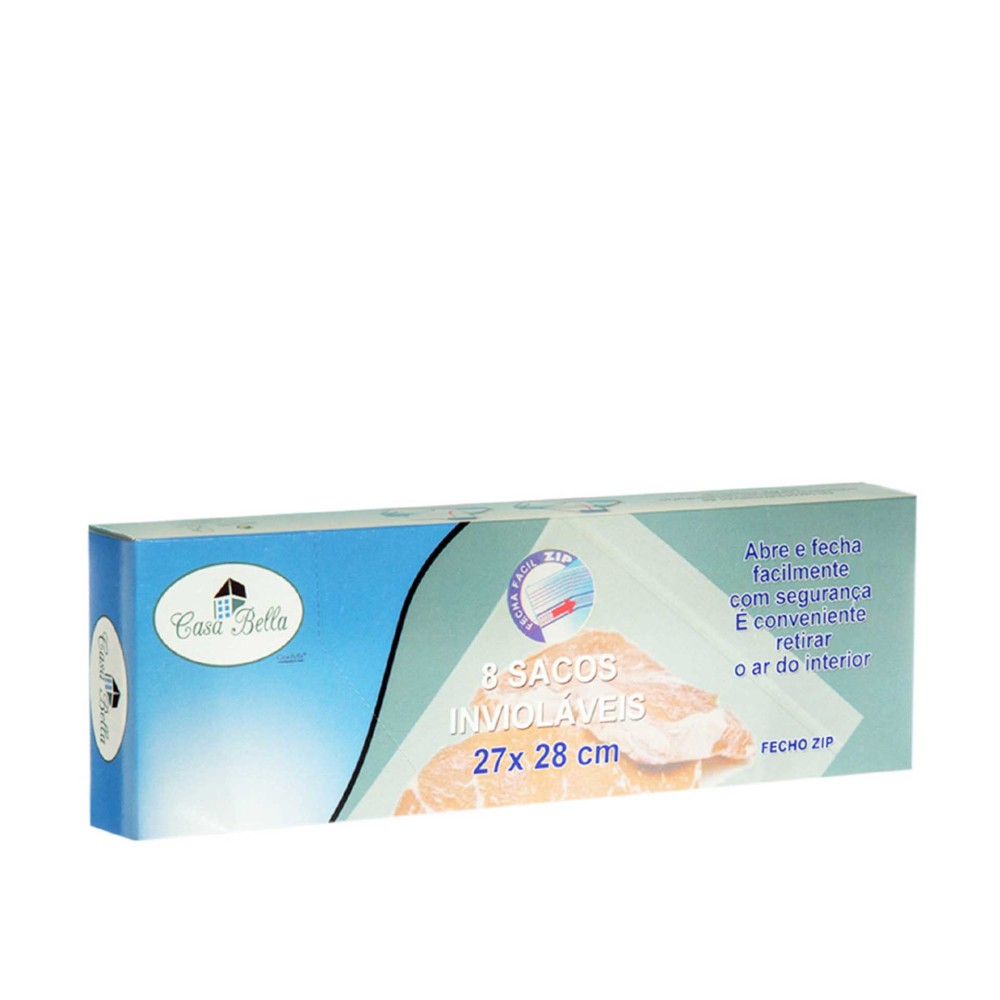 Saco Conserva��o com Zip 27X28cm Pack 8