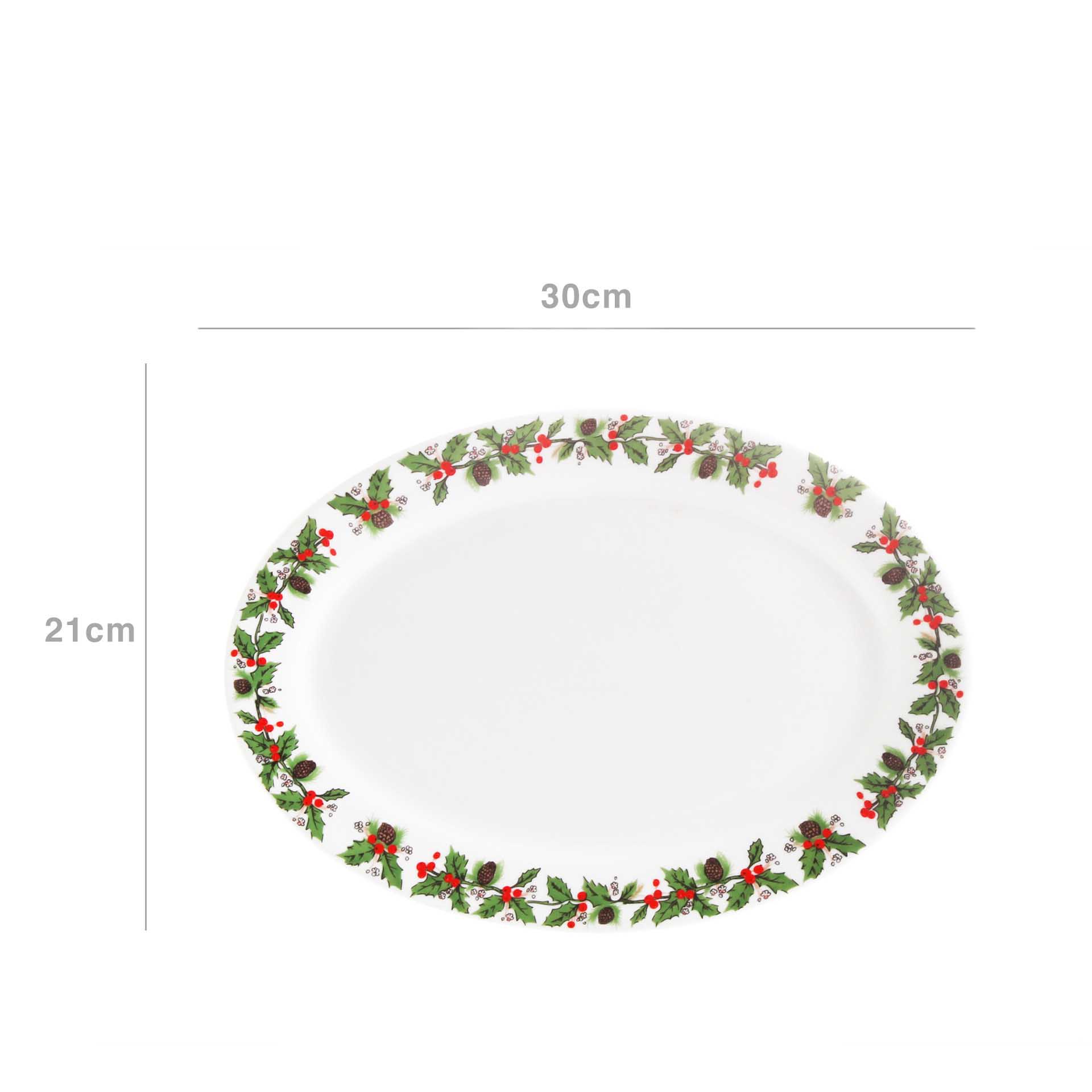 Travessa Porcelana Azevinho Oval 30X21cm