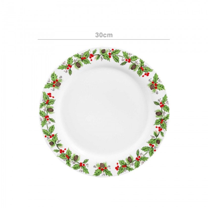 Prato Porcelana Azevinho Marcador Redondo 30cm Prato Porcelana Azevinho Marcador Redondo 30cm