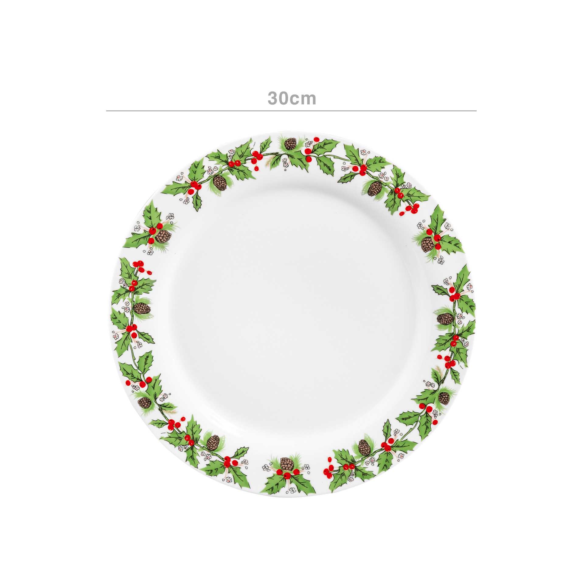 Prato Porcelana Azevinho Marcador Redondo 30cm