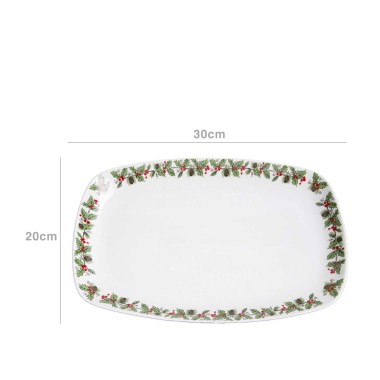 Travessa Porcelana Azevinho Retangular