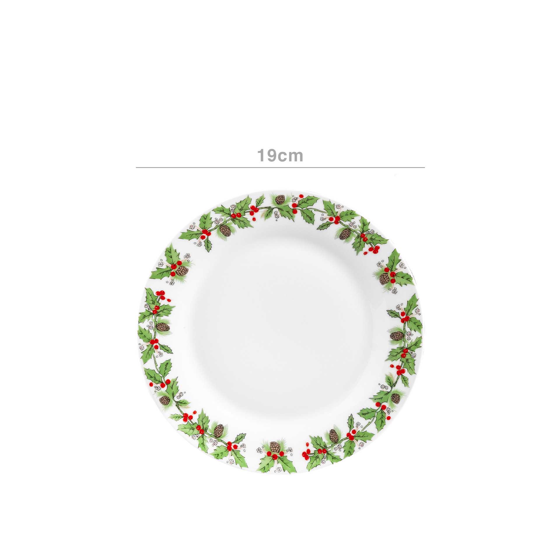 Prato Porcelana Azevinho Sobremesa Redondo 19cm