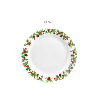 Prato Porcelana Azevinho Raso Redondo 23.5cm