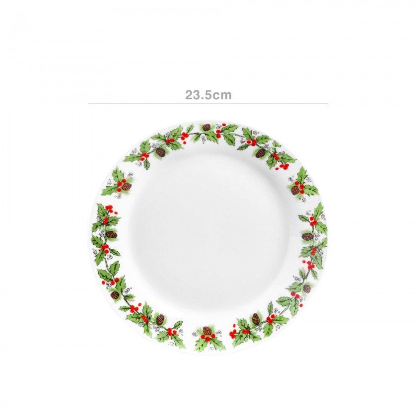 Prato Porcelana Azevinho Raso Redondo 23.5cm