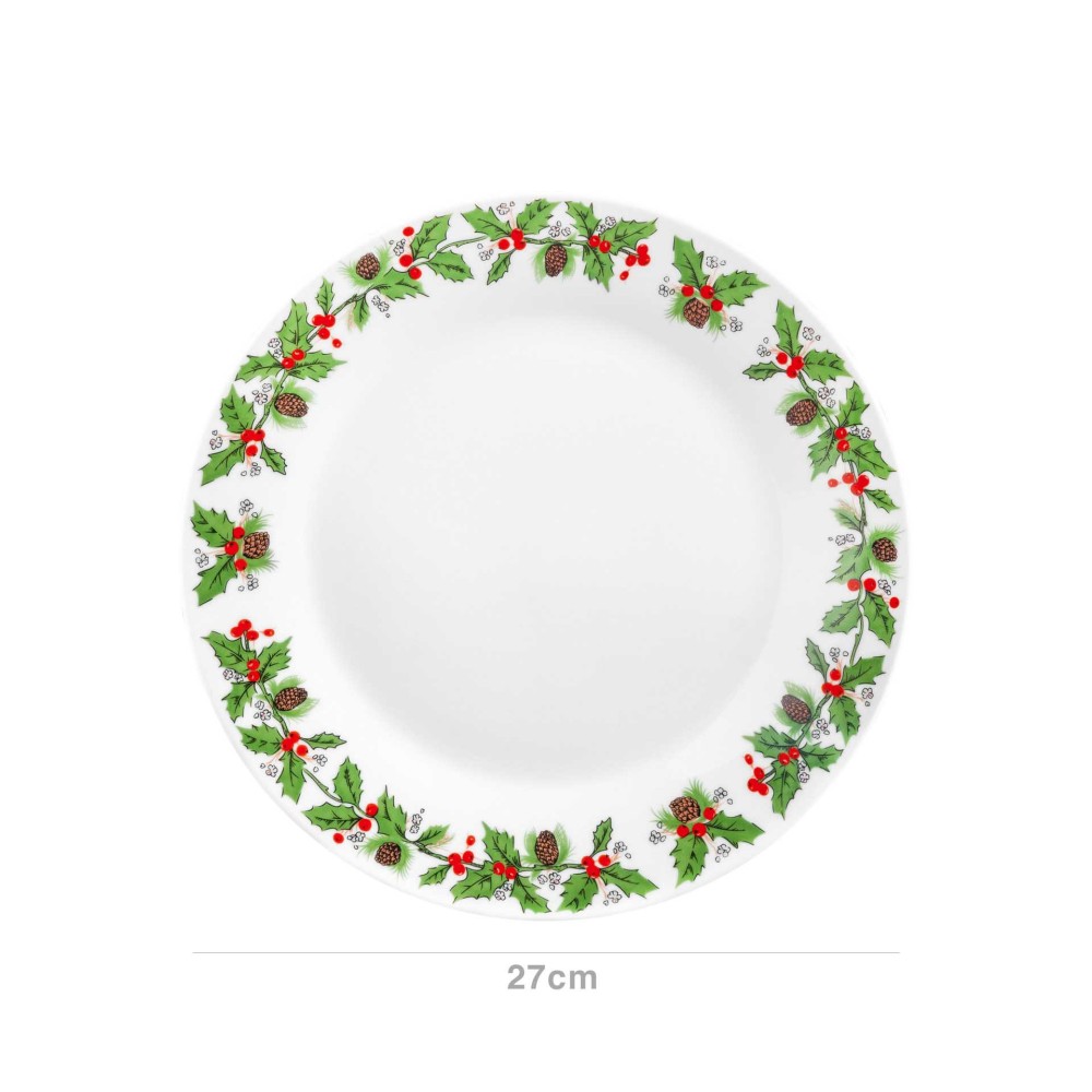 Prato Porcelana Azevinho Raso Redondo 27cm