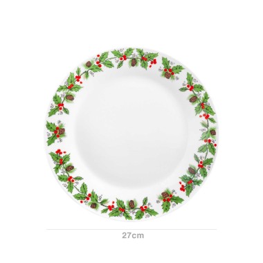 Prato Porcelana Azevinho Raso Redondo 27cm