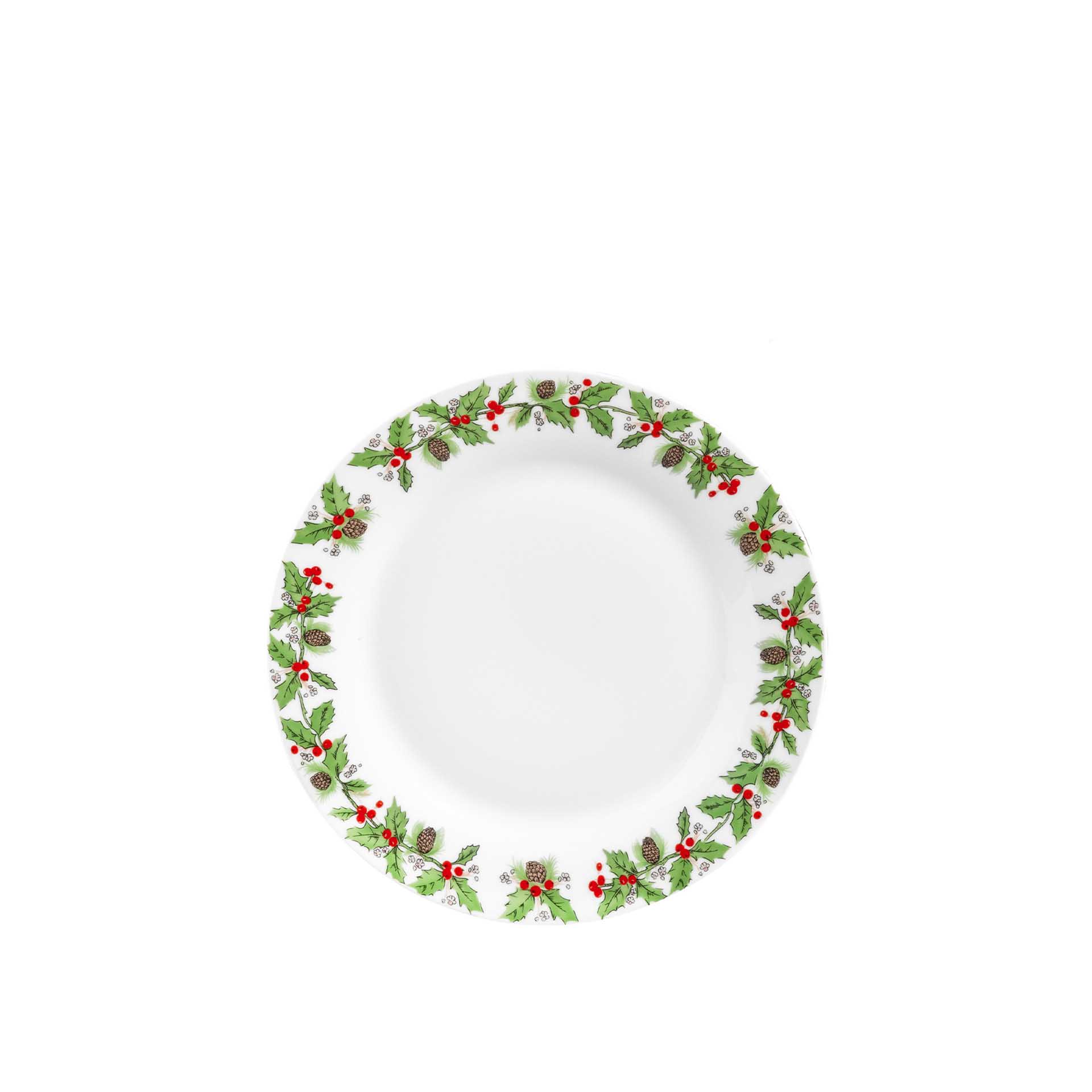 Prato Porcelana Azevinho Sobremesa Redondo 19cm