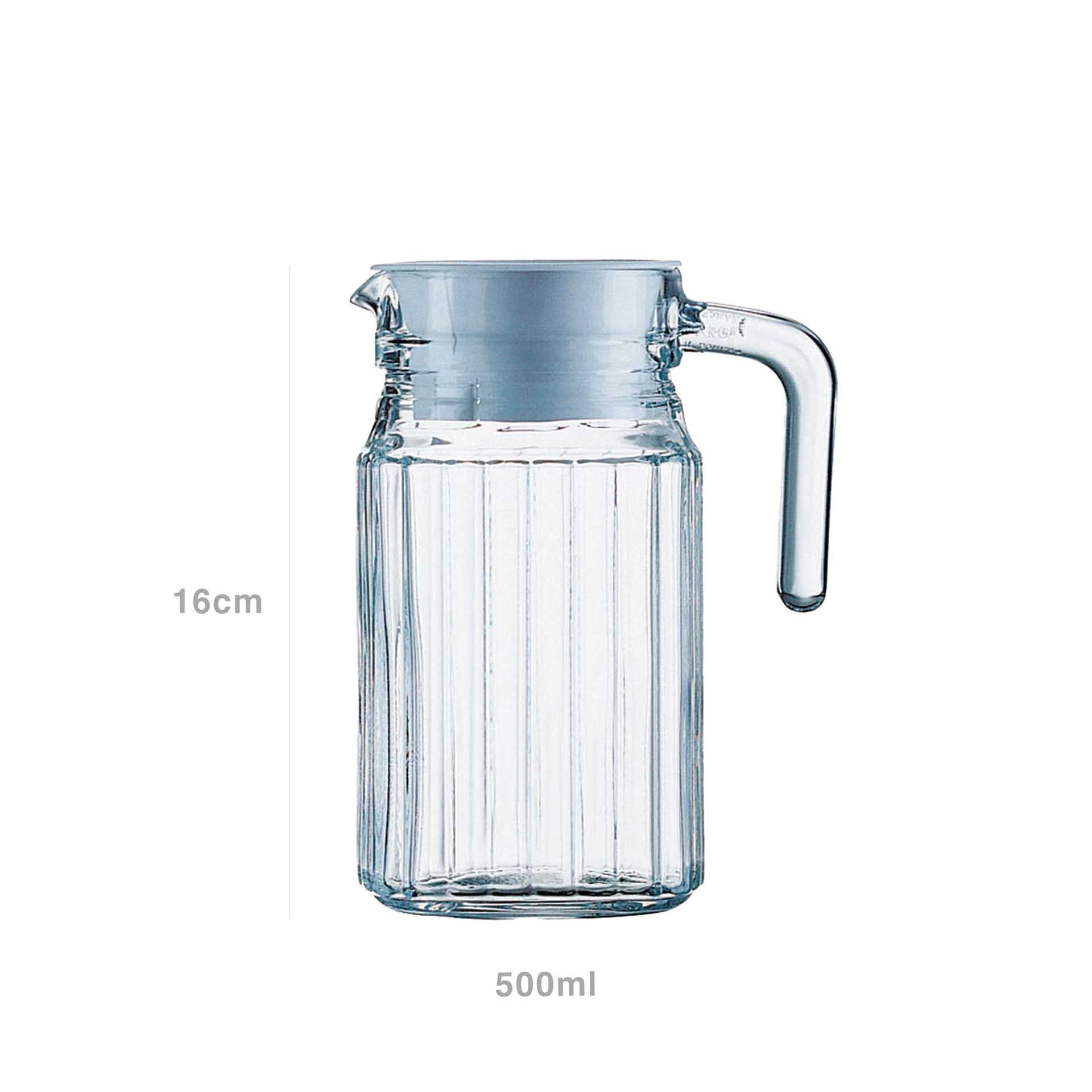 Jarro Quadro com Asa / Tampa Quadrado 500ml 16cm