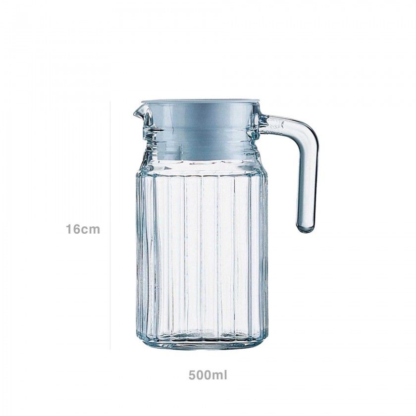 Jarro Quadro com Asa / Tampa Quadrado 500ml 16cm