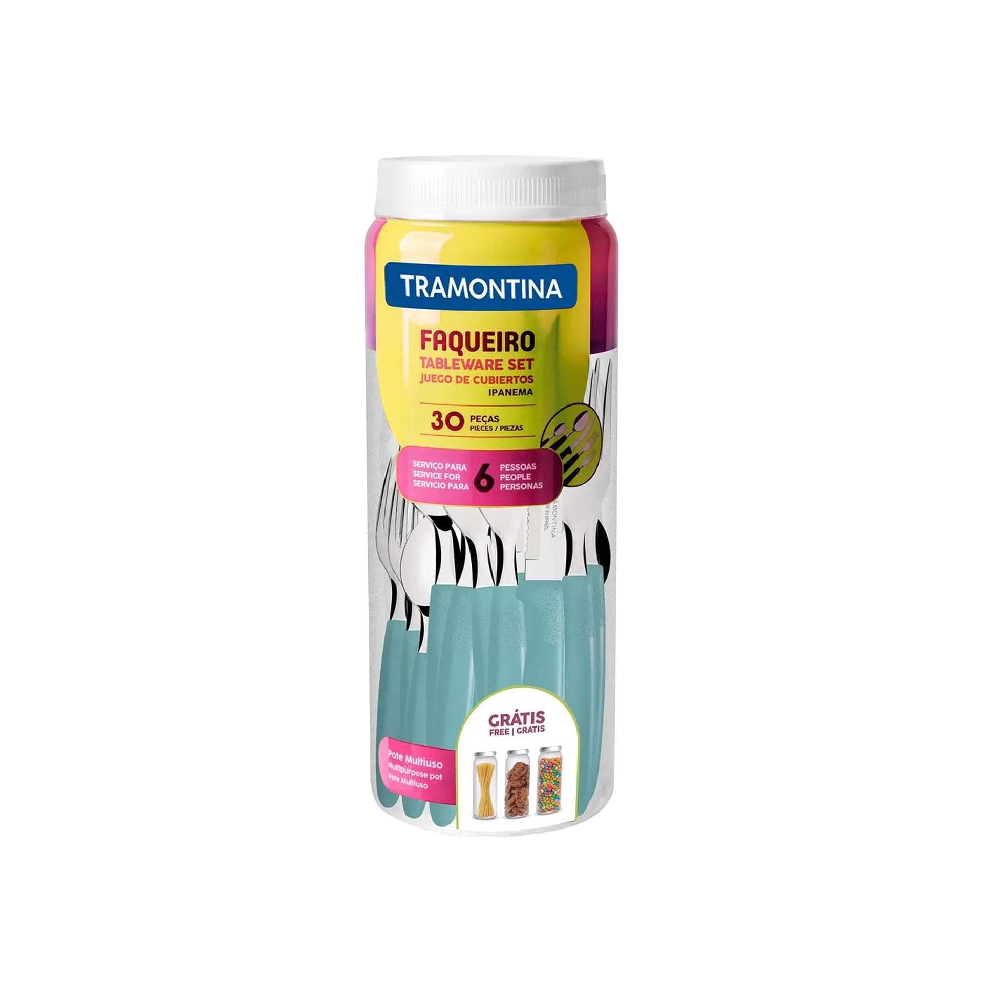 Faqueiro Inox Ipanema com Cabo Azul 27.4X10.4X10.4cm 30 Peças