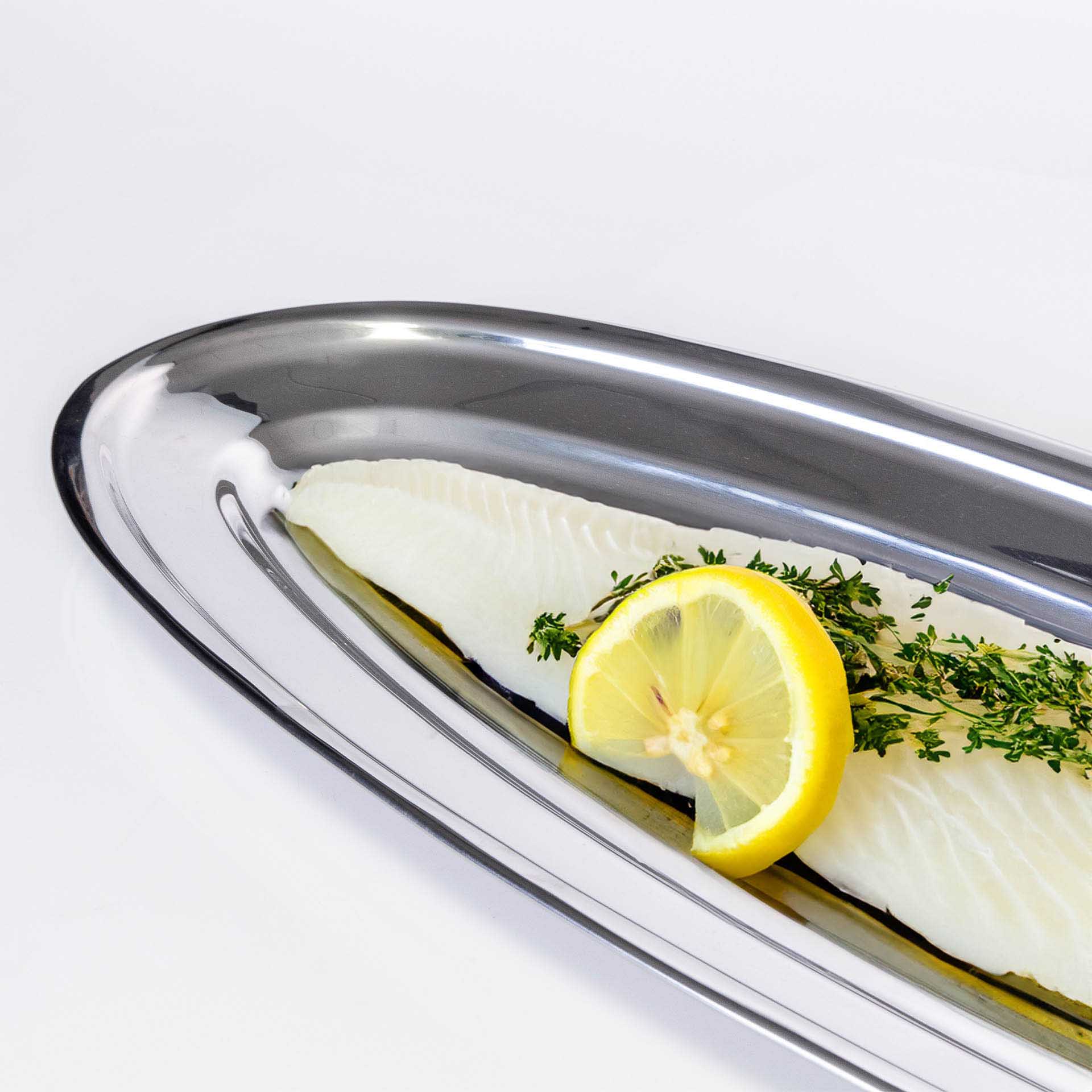 Travessa Inox Peixe 70X25.5cm