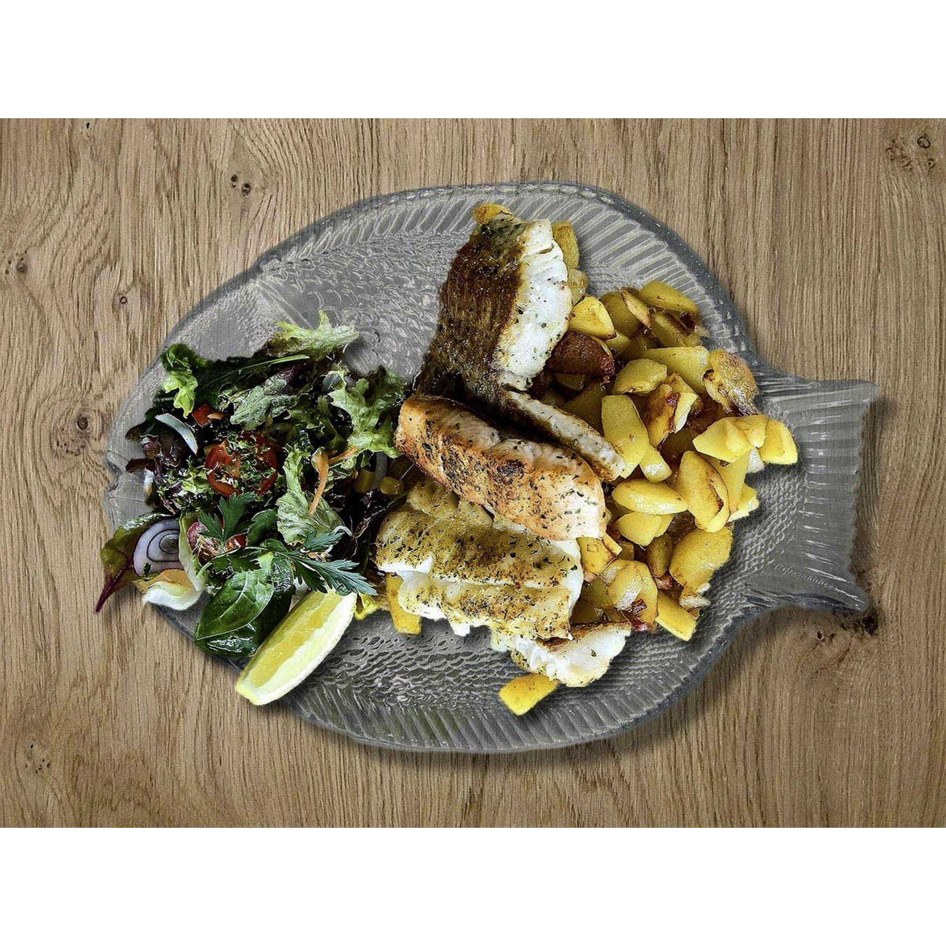 Prato Vidro Marine Peixe 36X25cm